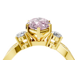 Yellow gold Three-Stone Fancy Pink Marquise  Cut Diamond Twist Band with Prong Setting_55
