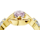 Yellow gold Three-Stone Fancy Pink Marquise Cut Diamond Wave Pave Band with Prong Setting_4