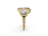 Yellow gold Three-Stone Fancy Pink Marquise Cut Halo Diamond Milgrain Band with Four-Prong Setting_2