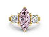 Yellow gold Three-Stone Fancy Pink Marquise  Cut Solitaire Ring with Prong Setting_3