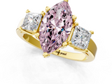 Yellow gold Three-Stone Fancy Pink Marquise  Cut Solitaire Ring with Prong Setting_4