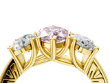 Yellow gold Three-Stone Fancy Pink Marquise  Diamond Milgrain Pave Band with Prong Setting 5