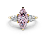 Yellow gold Three-Stone Fancy Pink Marquise  Diamond Ring with Pear Side Stones in Four-Prong Setting_42
