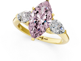 Yellow gold Three-Stone Fancy Pink Marquise  Diamond Ring with Pear Side Stones in Four-Prong Setting_43