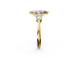 Yellow gold Three-Stone Fancy Pink Marquise  Diamond Ring with Pear Side Stones in Four-Prong Setting_44