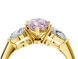 Yellow gold Three-Stone Fancy Pink Marquise  Diamond Ring with Pear Side Stones in Four-Prong Setting_46