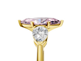 Yellow gold Three-Stone Fancy Pink Marquise  Diamond Ring with Pear Side Stones in Four-Prong Setting_47