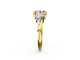 Yellow gold Three-Stone Fancy Pink Oval  Brilliant Cut Solitaire Ring with Prong Setting on a Classic Band 2