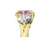 Yellow gold Three-Stone Fancy Pink Oval  Brilliant Cut Solitaire Ring with Prong Setting on a Classic Band 5