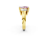 Yellow gold Three Stone Fancy Pink Oval Cut Cut Channel Set Diamond Ring_2