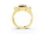 Yellow gold Three Stone Fancy Pink Oval Cut Cut Channel Set Diamond Ring_3