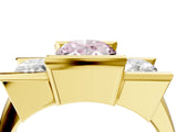 Yellow gold Three Stone Fancy Pink Oval Cut Cut Channel Set Diamond Ring_4