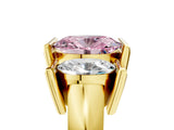 Yellow gold Three Stone Fancy Pink Oval Cut Cut Channel Set Diamond Ring_5