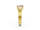 Yellow gold Three-Stone Fancy Pink Oval Cut Cut Classic Band Prong Setting Ring_2