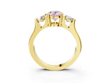 Yellow gold Three-Stone Fancy Pink Oval Cut Cut Classic Band Prong Setting Ring_3
