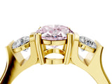 Yellow gold Three-Stone Fancy Pink Oval Cut Cut Classic Band Prong Setting Ring_4