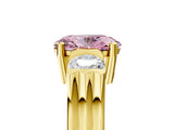 Yellow gold Three-Stone Fancy Pink Oval Cut Cut Classic Band Prong Setting Ring_5
