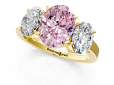 Yellow gold Three-Stone Fancy Pink Oval Cut Cut Diamond Engagement Ring with Flat Band and Four-Prong Setting_13