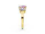 Yellow gold Three-Stone Fancy Pink Oval Cut Cut Diamond Engagement Ring with Flat Band and Four-Prong Setting_14