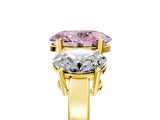 Yellow gold Three-Stone Fancy Pink Oval Cut Cut Diamond Engagement Ring with Flat Band and Four-Prong Setting_17