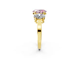 Yellow gold Three-Stone Fancy Pink Oval Cut Cut Diamond Engagement Ring with Flat Band and Four-Prong Setting_2