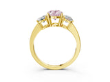 Yellow gold Three-Stone Fancy Pink Oval Cut Cut Diamond Engagement Ring with Flat Band and Four-Prong Setting_3