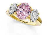 Yellow gold Three-Stone Fancy Pink Oval Cut Cut Diamond Ring with Channel Set Band and Four-Prong Setting_1
