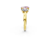 Yellow gold Three-Stone Fancy Pink Oval Cut Cut Diamond Ring with Channel Set Band and Four-Prong Setting_2
