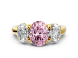 Yellow gold Three-Stone Fancy Pink Oval Cut Cut Diamond Ring with Channel Set Band and Four-Prong Setting_24