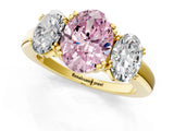 Yellow gold Three-Stone Fancy Pink Oval Cut Cut Diamond Ring with Channel Set Band and Four-Prong Setting_25