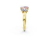 Yellow gold Three-Stone Fancy Pink Oval Cut Cut Diamond Ring with Channel Set Band and Four-Prong Setting_26