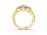 Yellow gold Three-Stone Fancy Pink Oval Cut Cut Diamond Ring with Channel Set Band and Four-Prong Setting_27