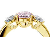 Yellow gold Three-Stone Fancy Pink Oval Cut Cut Diamond Ring with Channel Set Band and Four-Prong Setting_28