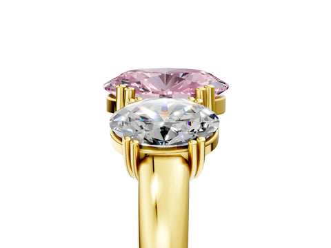 Yellow gold Three-Stone Fancy Pink Oval Cut Cut Diamond Ring with Channel Set Band and Four-Prong Setting_5