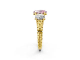 Yellow gold Three-Stone Fancy Pink Oval Cut Cut Diamond Ring with Channel-Set Band and Prong Setting_2