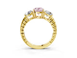 Yellow gold Three-Stone Fancy Pink Oval Cut Cut Diamond Ring with Channel-Set Band and Prong Setting_3