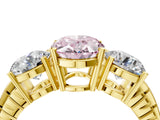 Yellow gold Three-Stone Fancy Pink Oval Cut Cut Diamond Ring with Channel-Set Band and Prong Setting_4
