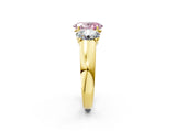 Yellow gold Three-Stone Fancy Pink Oval Cut Cut Diamond Ring with Prong Setting and Classic Band_2
