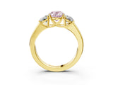 Yellow gold Three-Stone Fancy Pink Oval Cut Cut Diamond Ring with Prong Setting and Classic Band_3