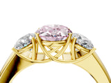 Yellow gold Three-Stone Fancy Pink Oval Cut Cut Diamond Ring with Prong Setting and Classic Band_4