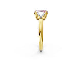 Yellow gold Three-Stone Fancy Pink Oval Cut Cut Diamond Ring with Trillion Side Stones and Four-Prong Setting_5