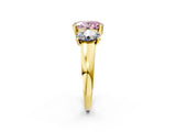 Yellow gold Three-Stone Fancy Pink Oval Cut Cut Solitaire Ring with Classic Prong Setting_2