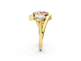 Yellow gold Three-Stone Fancy Pink Oval Cut Cut Tension Band Ring with Four-Prong Setting_2