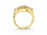Yellow gold Three-Stone Fancy Pink Oval Cut Cut Tension Band Ring with Four-Prong Setting_3