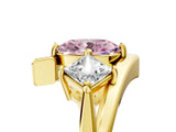 Yellow gold Three-Stone Fancy Pink Oval Cut Cut Tension Band Ring with Four-Prong Setting_5