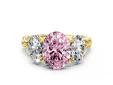 Yellow gold Three-Stone Fancy Pink Oval Cut Diamond Braided Band Ring with Four-Prong Setting_40