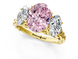 Yellow gold Three-Stone Fancy Pink Oval Cut Diamond Braided Band Ring with Four-Prong Setting_41
