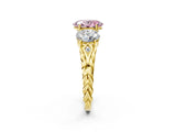 Yellow gold Three-Stone Fancy Pink Oval Cut Diamond Braided Band Ring with Four-Prong Setting_42