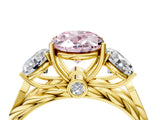 Yellow gold Three-Stone Fancy Pink Oval Cut Diamond Braided Band Ring with Four-Prong Setting_44