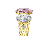 Yellow gold Three-Stone Fancy Pink Oval Cut Diamond Braided Band Ring with Four-Prong Setting_45